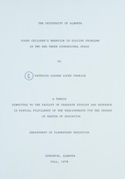Front cover of Young children's behavior in solving problems in two and three dimensional space by Patricia Dianne Locke Fenrich