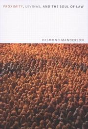 Cover of Proximity, Levinas, And the Soul of Law by Desmond Manderson