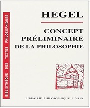 Front cover of Concept préliminaire de l'Encyclopédie des sciences philosophiques en abrégé by Georg Wilhelm Friedrich Hegel