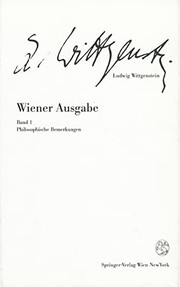 Cover of Wiener Ausgabe by Ludwig Wittgenstein