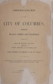 Front cover of Ordinances of the city of Columbus, Ohio by Columbus (Ohio)