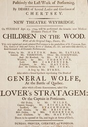 Front cover of [Theatre bill advertising 'The death of General Wolfe, at the Battle of Quebec by Unknown