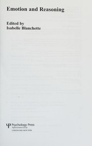 Cover of Emotion and Reasoning by Isabelle Blanchette
