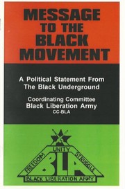 Front cover of Message To The Black Movement by BLA (Black Liberation Army) Coordinating Committee