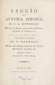 Front cover of Saggio di statica chimica by Claude-Louis Berthollet