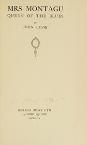 Front cover of Mrs. Montagu, queen of the blues by John Busse