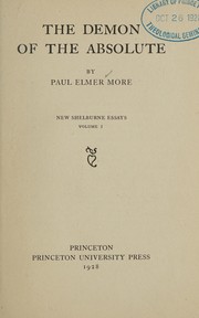Front cover of The demon of the absolute by More, Paul Elmer