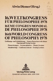 Front cover of 16. Weltkongress für Philosophie 1978 = by World Congress of Philosophy (16th 1978 Düsseldorf, Germany)