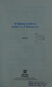 Front cover of 10 minute guide to Lotus 1-2-3, release 3.4 by Jeff Ott