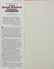 Front cover of John and Michelle Morgan's famous Dutch Kitchen restaurant cookbook by Jane Stern