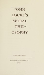 Cover of John Locke's moral philosophy by Colman, John.
