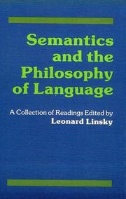 Front cover of Semantics and the philosophy of language by Leonard Linsky