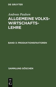 Front cover of Produktionsfaktoren by Andreas Paulsen