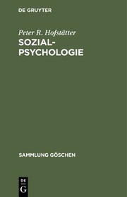 Front cover of Sozialpsychologie by Peter R. Hofstätter