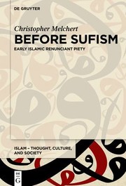 Cover of Before Sufism by Christopher Melchert