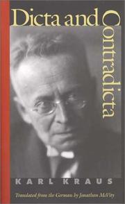Cover of Dicta and contradicta by Karl Kraus
