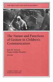 Cover of The nature and functions of gesture in children's communication by Susan Goldin-Meadow