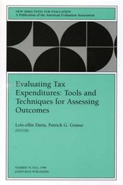 Front cover of Evaluating tax expenditures by Lois-ellin Datta