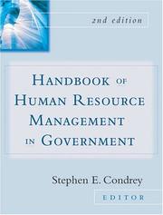 Cover of Handbook of Human Resources Management in Government by Stephen E. Condrey