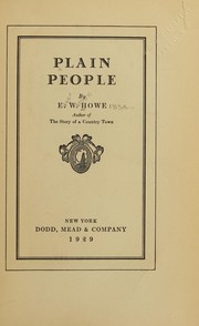 Cover of Plain people by E. W. Howe