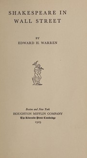 Cover of Shakespeare in Wall street by Warren, Edward H.