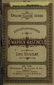 Front cover of Warren Hastings by Thomas Babington Macaulay