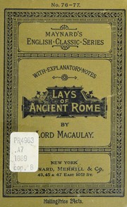Front cover of Lays of ancient Rome by Thomas Babington Macaulay