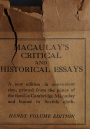 Cover of Critical and historical essays contributed to the Edinburgh review by Thomas Babington Macaulay