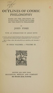 Front cover of Outlines of cosmic philosophy by John Fiske