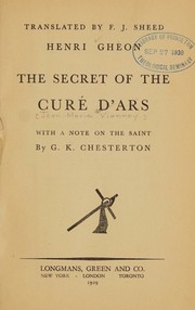 Cover of Le saint curé d'Ars by Henri Ghéon