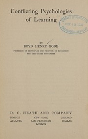Front cover of Conflicting psychologies of learning by Boyd Henry Bode