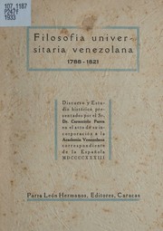 Front cover of Filosofía universitaria venezolana, 1788-1821 by Caracciolo Parra