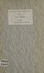 Cover of Spenser's cosmic philosophy and his religion by Albright, Evelyn May