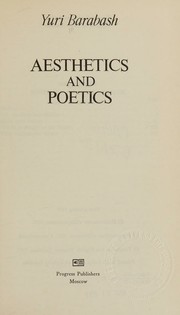 Front cover of Aesthetics and poetics by IUrii IAkovlevych Barabash