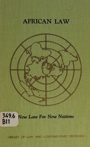 Cover of African law by Hans W. Baade