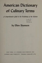 Cover of American dictionary of culinary terms by Ellen C. Shannon