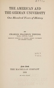 Cover of The American and the German University by Charles Franklin Thwing