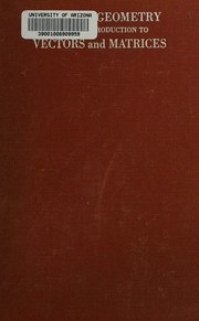 Cover of Analytic geometry with an introduction to vectors and matrices by D. C. Murdoch