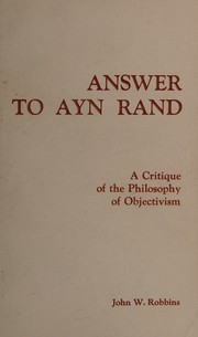 Cover of Answer to Ayn Rand by John W. Robbins