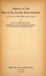 Cover of Aspects of the rise of economic individualism by Hector Menteith Robertson