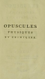 Cover of Opuscules physiques et chimiques by Antoine Laurent Lavoisier