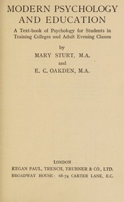 Front cover of Modern psychology and education by Mary Sturt