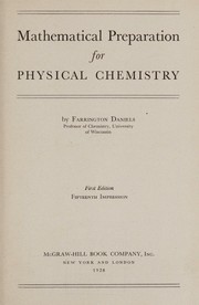Front cover of Mathematical preparation for physical chemistry by Farrington Daniels