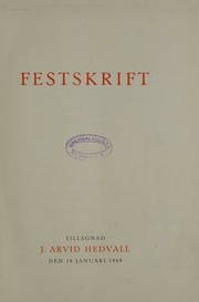 Front cover of Festskrift tillägnad J. Arvid Hedvall, den 18 jan. 1948 by Unknown