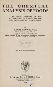 Front cover of The chemical analysis of foods by Henry Edward Cox