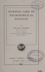 Front cover of Nursing care of neurosurgical patients by Roland Metzler Klemme