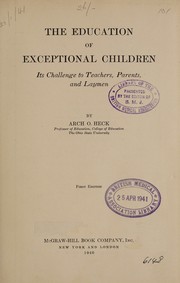 Front cover of The education of exceptional children by Arch Oliver Heck