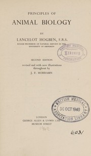Front cover of Principles of animal biology by Lancelot Thomas Hogben