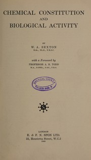 Front cover of Chemical constitution and biological activity by Wilfred Archibald Sexton