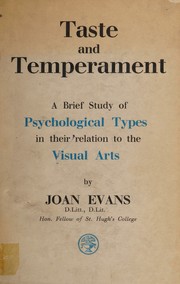 Cover of Taste and temperament by Joan Evans